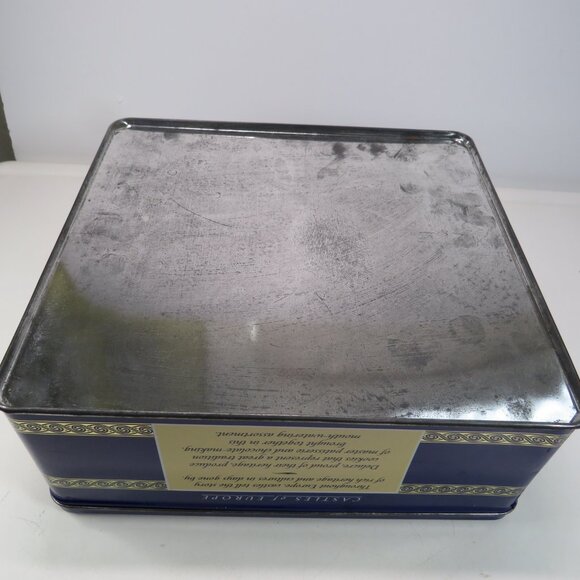 Castles of Europe metal tin royal blue with gold borders Vintage Delacre - Picture 11 of 11